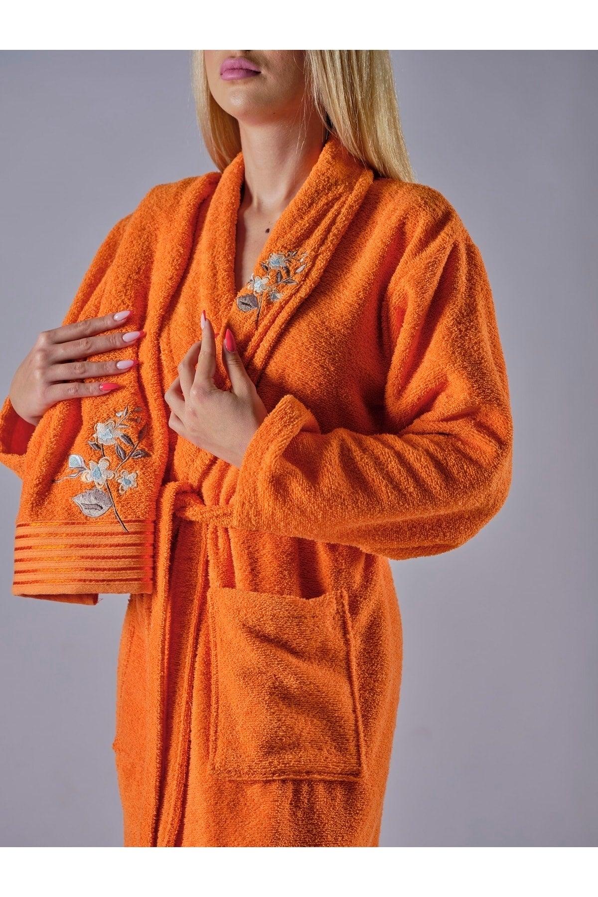 Alya Luxury Embroidered Cotton 2 Piece Bathrobe Set - Swordslife