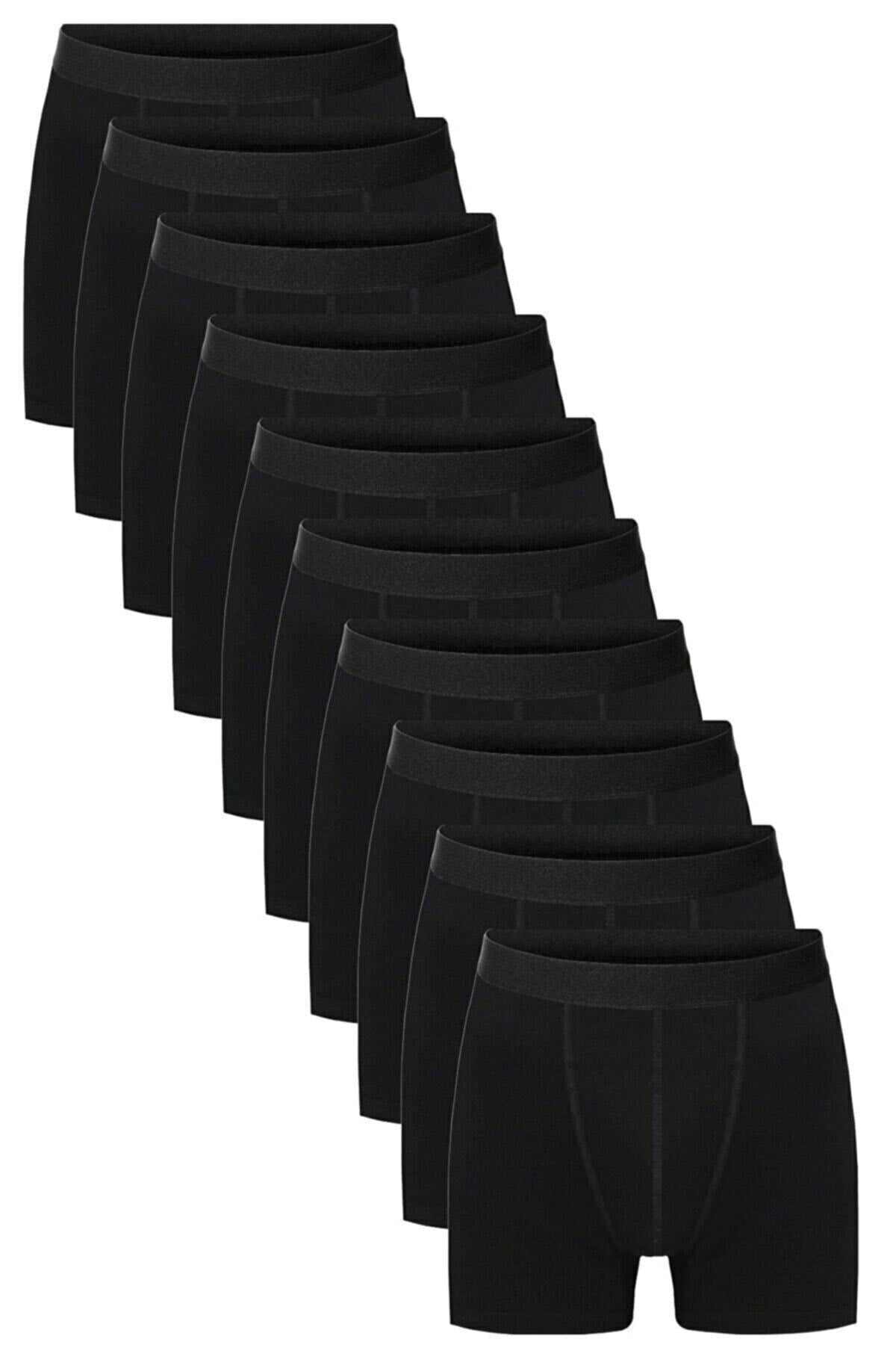 Men'S Cotton Lycra Black Boxer 10 Pcs