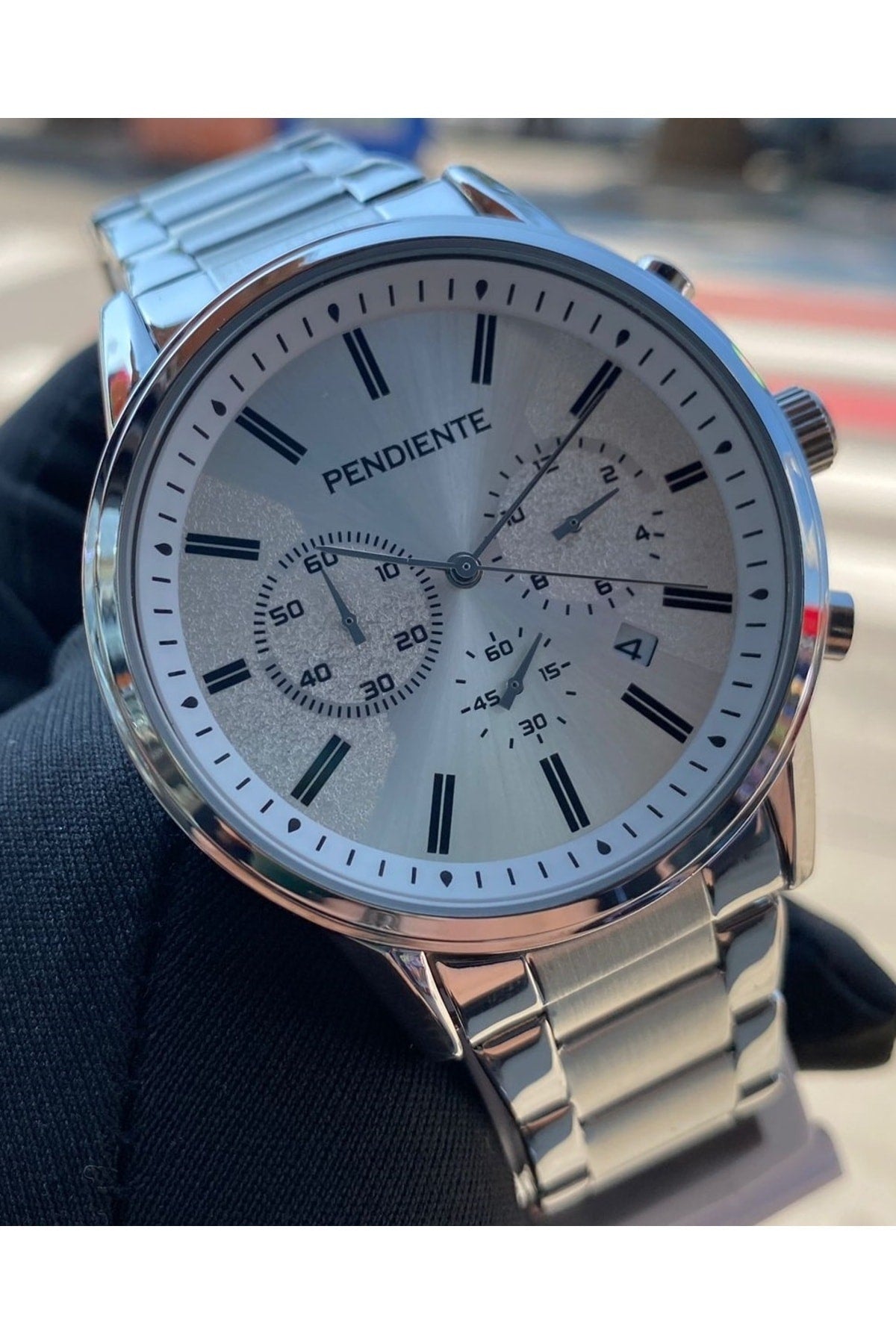 Silver Men'S Wristwatch 3 Atm Waterproof Stainless Steel Machine Guaranteed