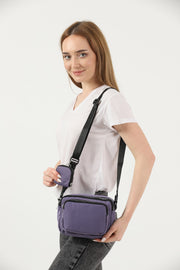 Lilac U4 Canvas Women'S Cross Shoulder Bag With 2 Compartments And Wallet With Adjustable Strap B:17 E:22 G:12