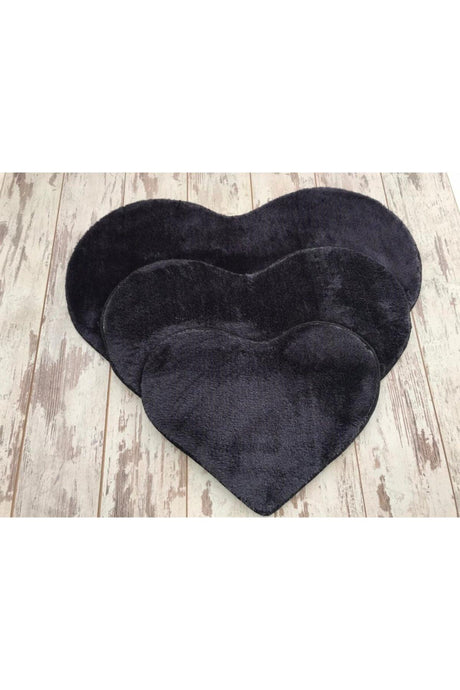 Heart Black 3 Pcs Bathroom Carpet Mat Set Non-Slip Pufidik Closet Set - Swordslife