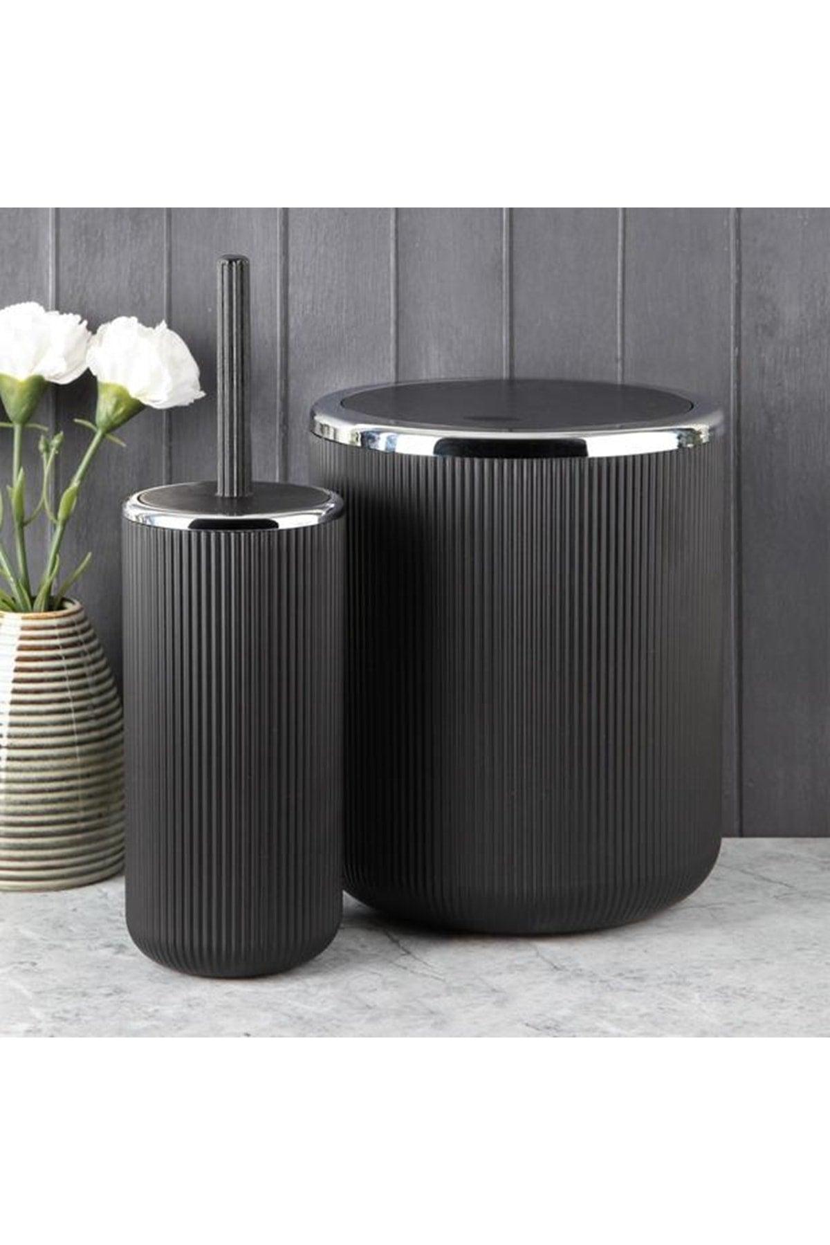 Bathroom Set 2 Oval Trash Can & Toilet Brush Bathroom Set Bathroom Accessory Set - Swordslife