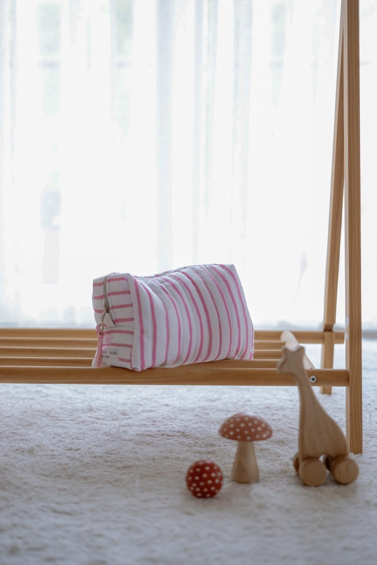 Atelier Babbi Care Bag - 100% Organic Cotton - Pink Striped