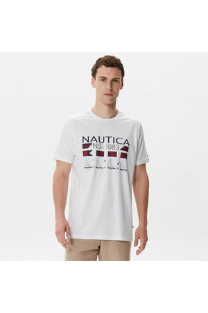 Men's White Printed Standard Fit Short Sleeve T-shirt - Swordslife