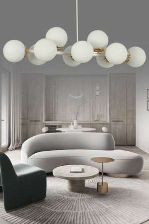 Luxury Modern Design White 10-Piece White Globe Glass Chandelier