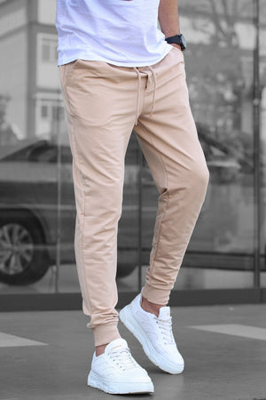 Men'S Beige Elastic Tracksuit 4821