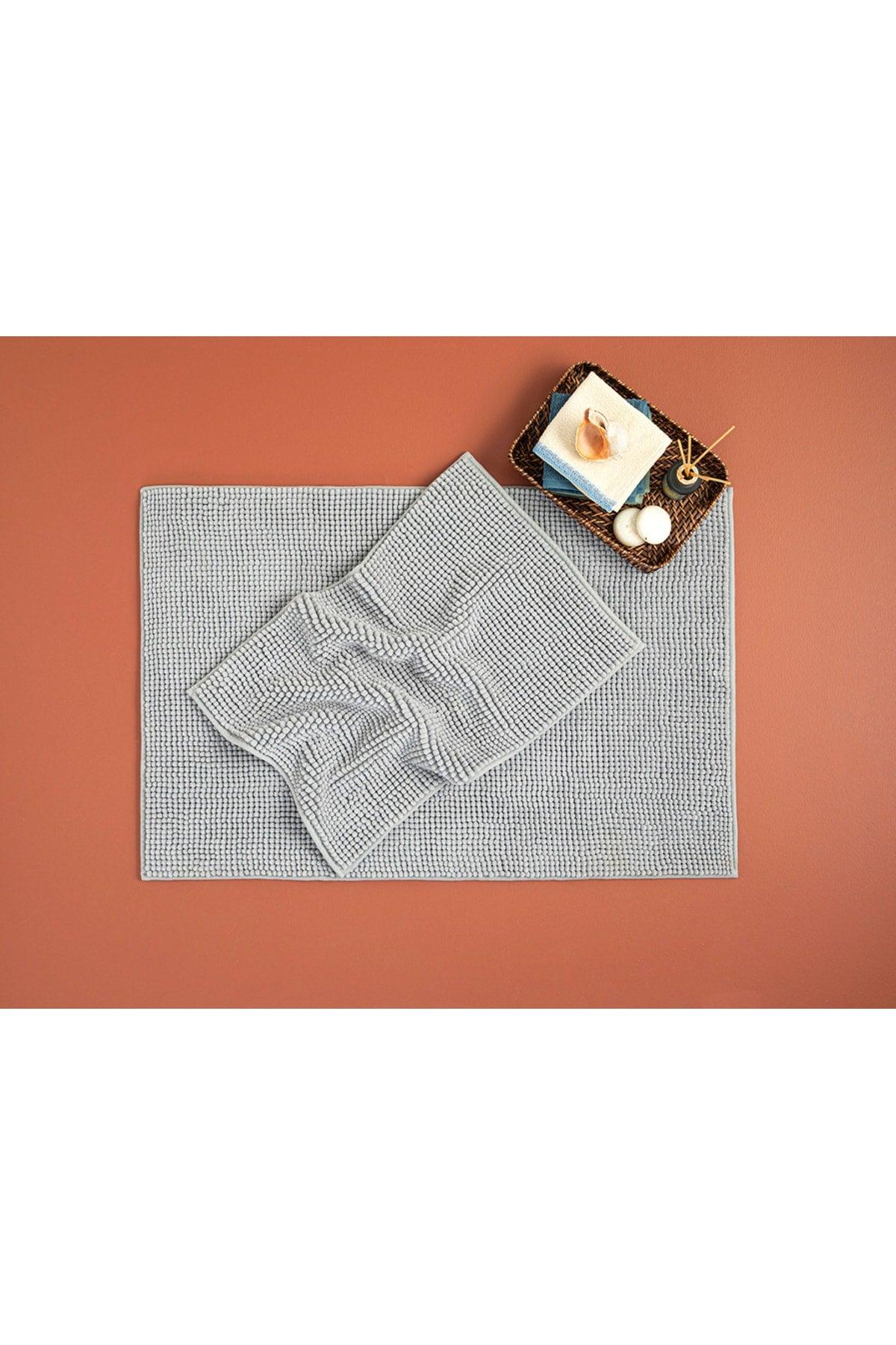 Paige Polyester Pasta Bath Mat Set 60x90 40x60 Cm Gray - Swordslife