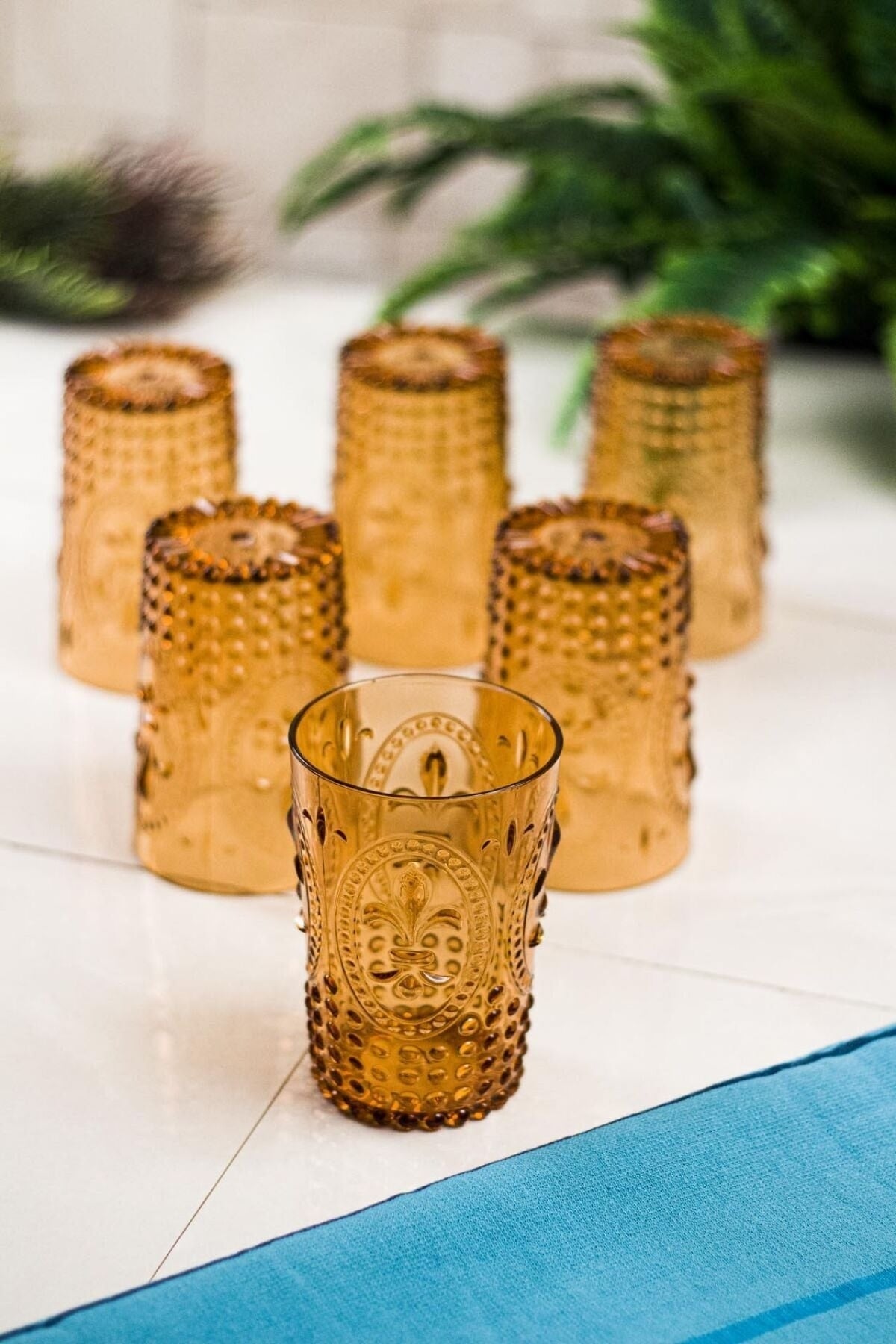 Acrylic Honey 6 Pcs Short Glasses & Water Soft Drink Coffee Side Glasses 400 Ml (Not Glass)