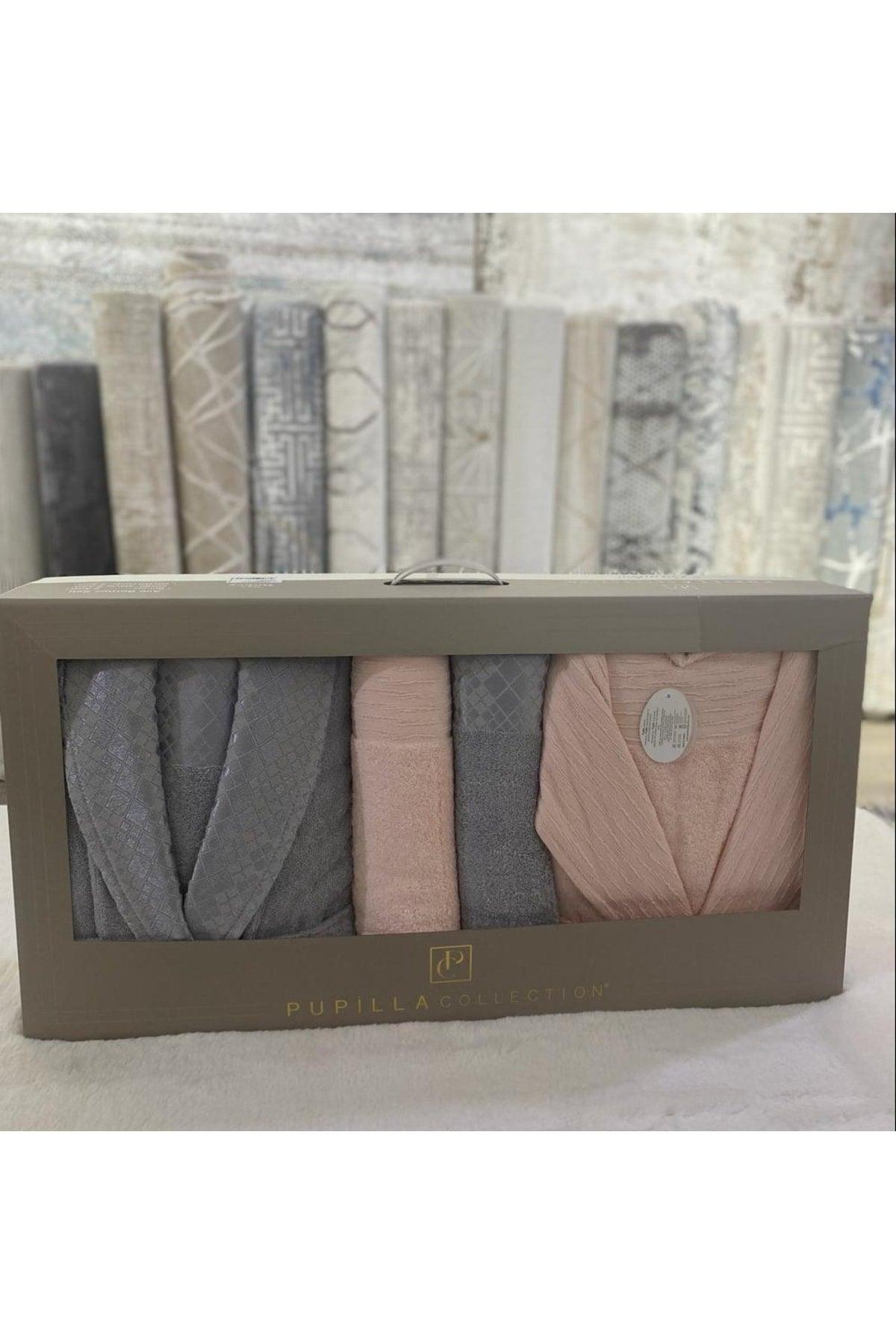 Formen - Frida Bamboo Bathrobe Set Powder - Gray - Swordslife