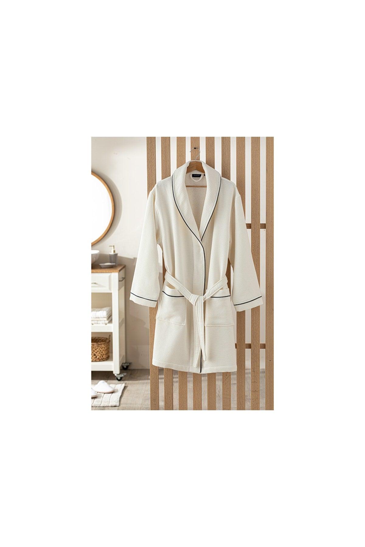 Thin Single Face Pique Shawl Collar Bathrobe L-xl White - Swordslife