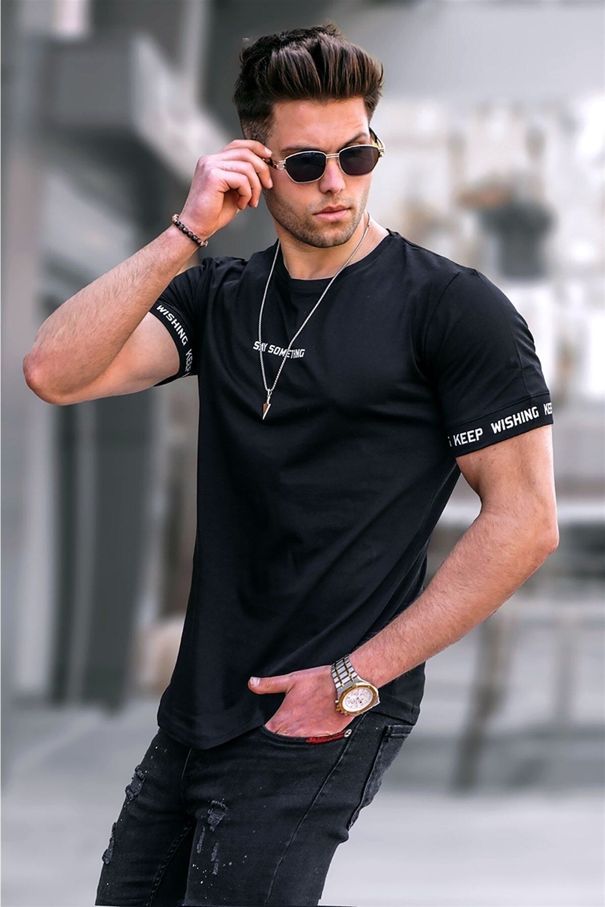 Black Men'S T-Shirt 4461