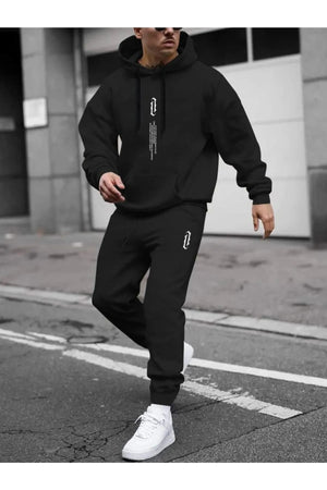 Men'S Black Vertical Oversize Tracksuit Set