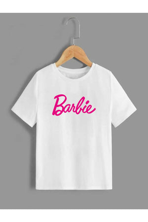Kids Unisex Oversize White Barbie Printed T-Shirt