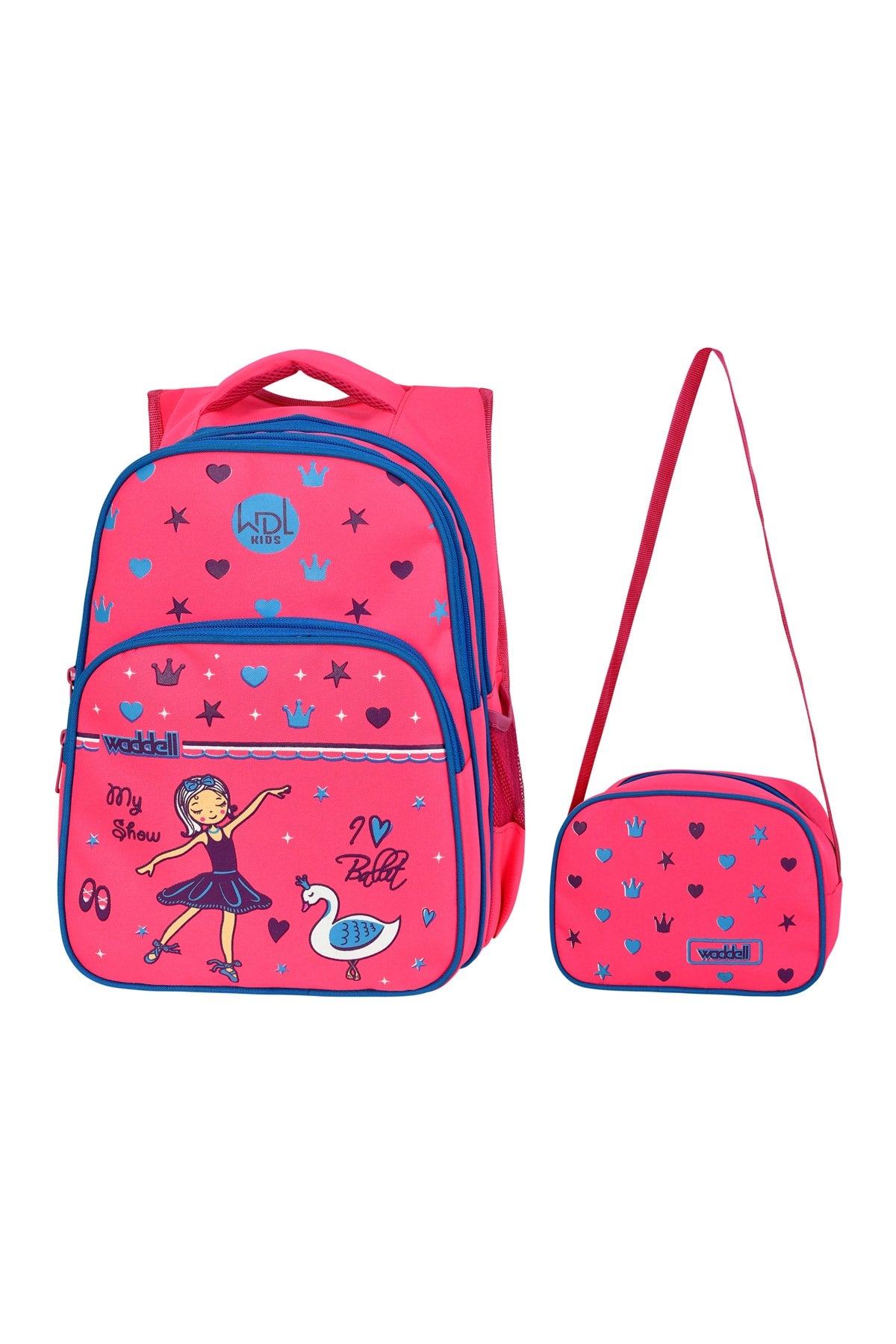 Licensed Pink Princess Pattern Primary School Backpack And Lunch Box