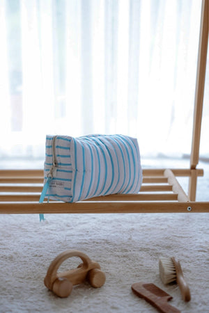 Nursing Bag - 100% Organic Cotton - Baby Blue Striped