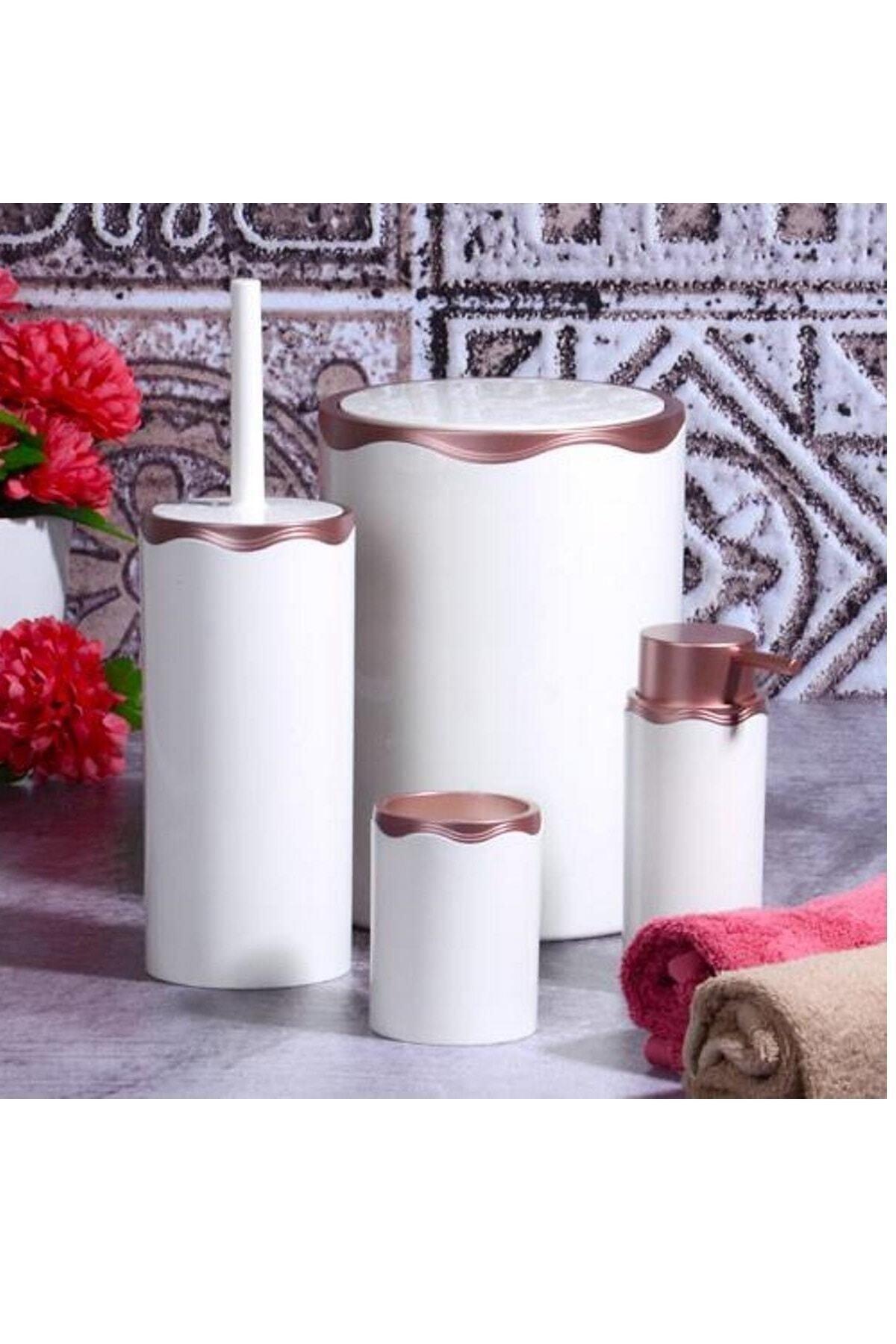 4 Piece Acrylic White Matt Copper Bathroom Set Fma02788 - Swordslife