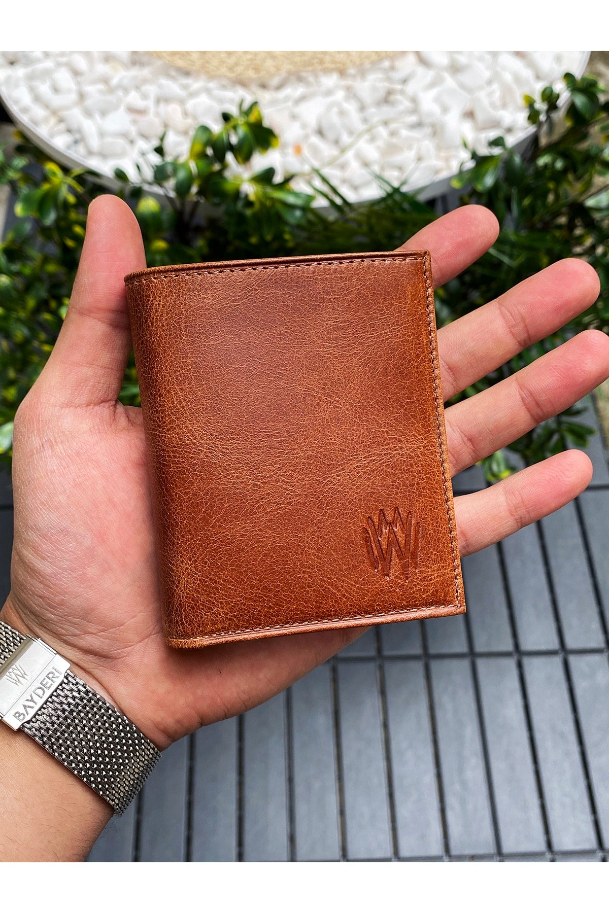 Genuine Tumbled Leather Handy Taba Coin Holder Gentle Men'S Wallet