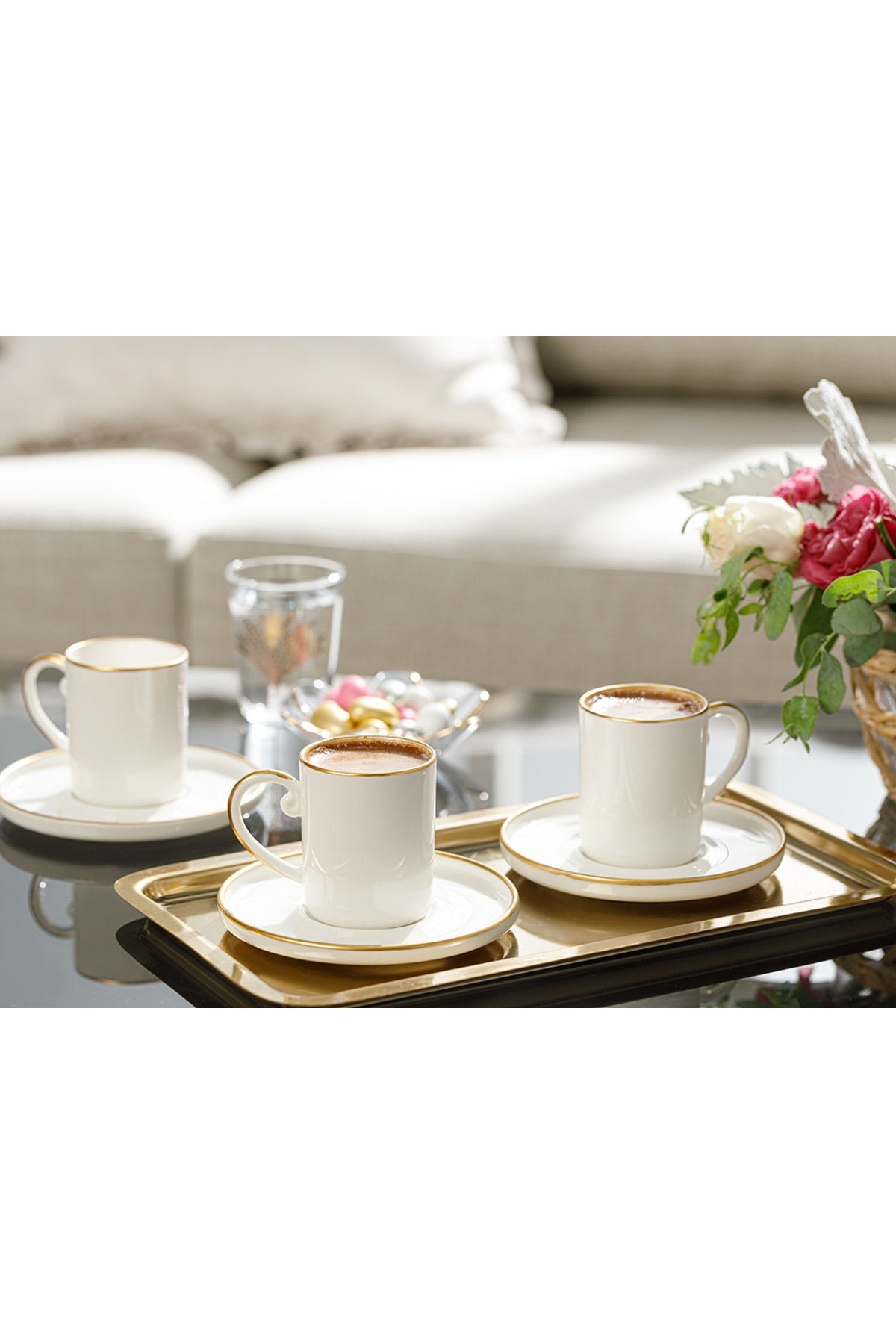 Marella Porcelain Set Of 6 Coffee Cups 85 Ml Gold