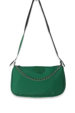 Green Thin Chain Baguette Women'S Bag