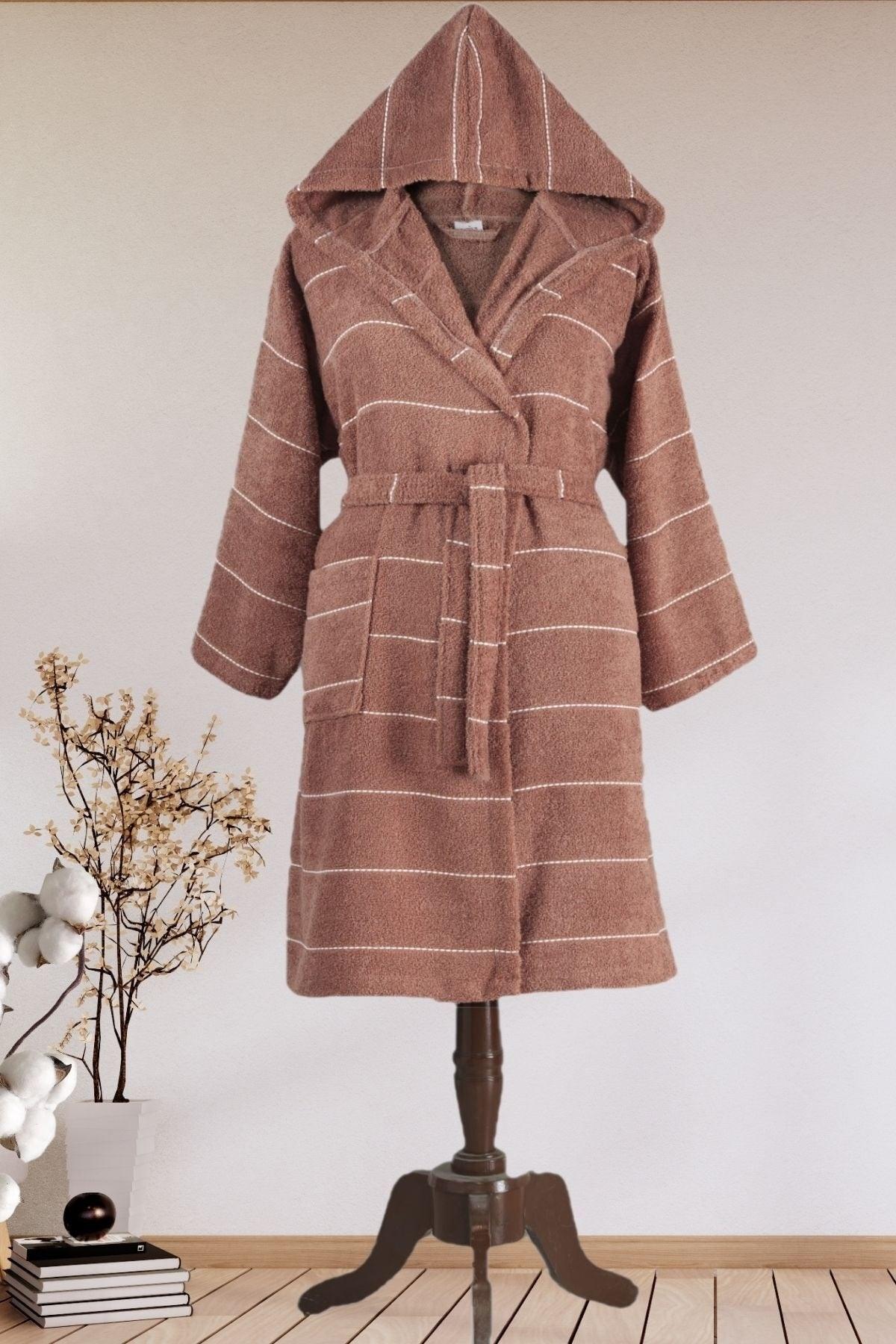 Brown Striped Hooded Bathrobe - Swordslife