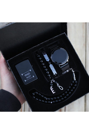 Touch Men'S Wristwatch Lighter Rosary And Bracelet Set