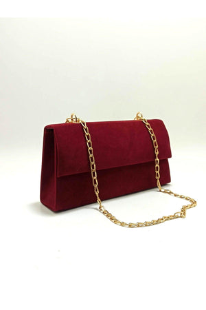 Women's Bag Claret Red Suede - Swordslife