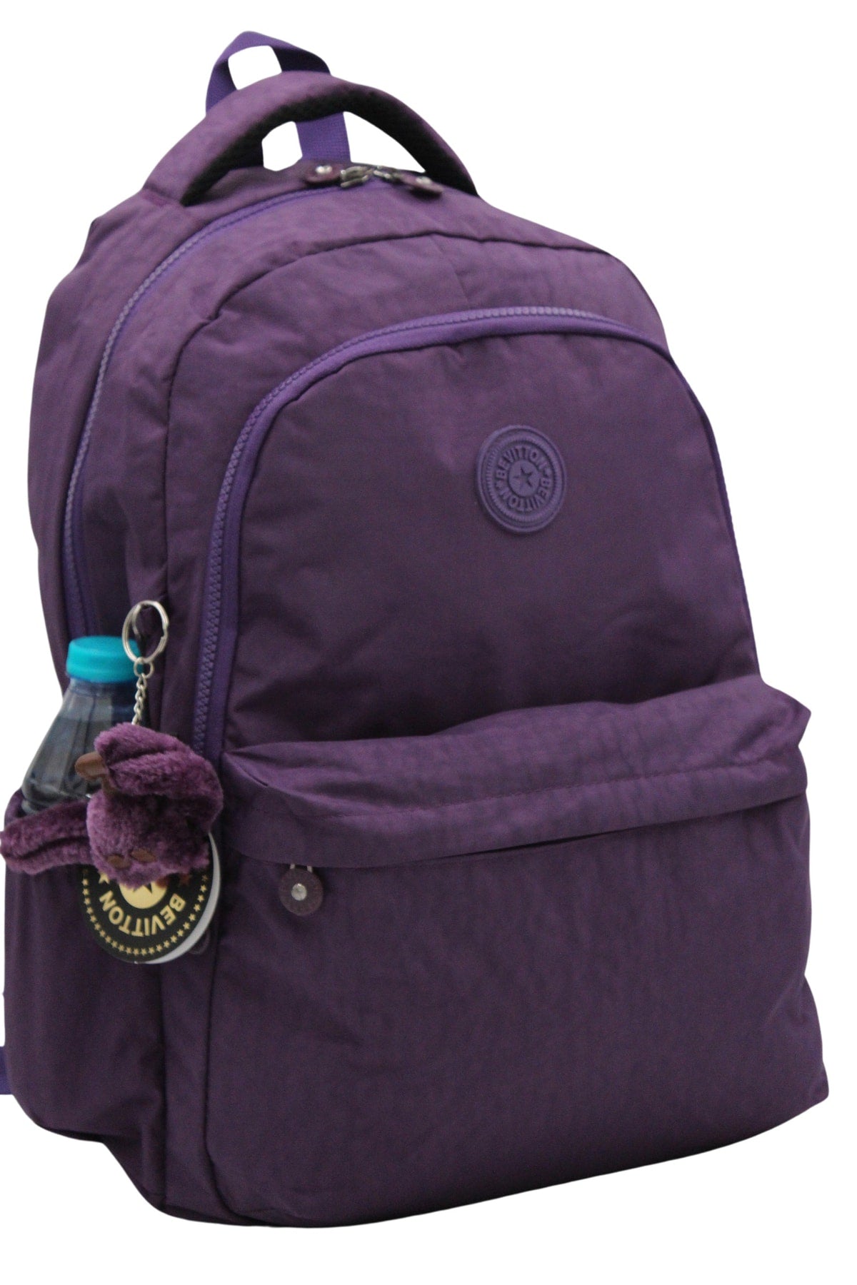 Crinkil Fabric Unisex Purple School Backpack 2200