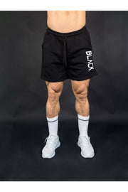 Black Men'S Black Printed Regular Fit Pocketed Shorts