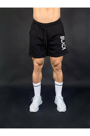 Black Men'S Black Printed Regular Fit Pocketed Shorts