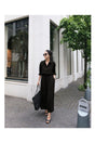 Linen Casual Casual Waist Lace Detailed Long Sleeve Dress - Swordslife