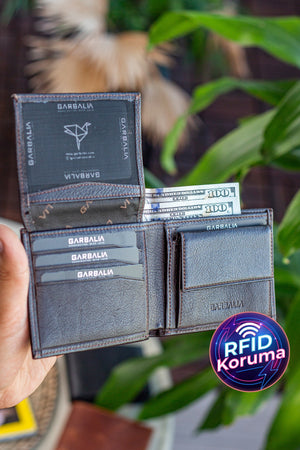 Genuine Leather Coin Holder Rfid Blocker Natural Taba Wallet
