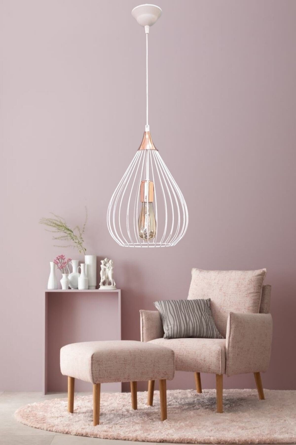 Cage Single Chandelier White