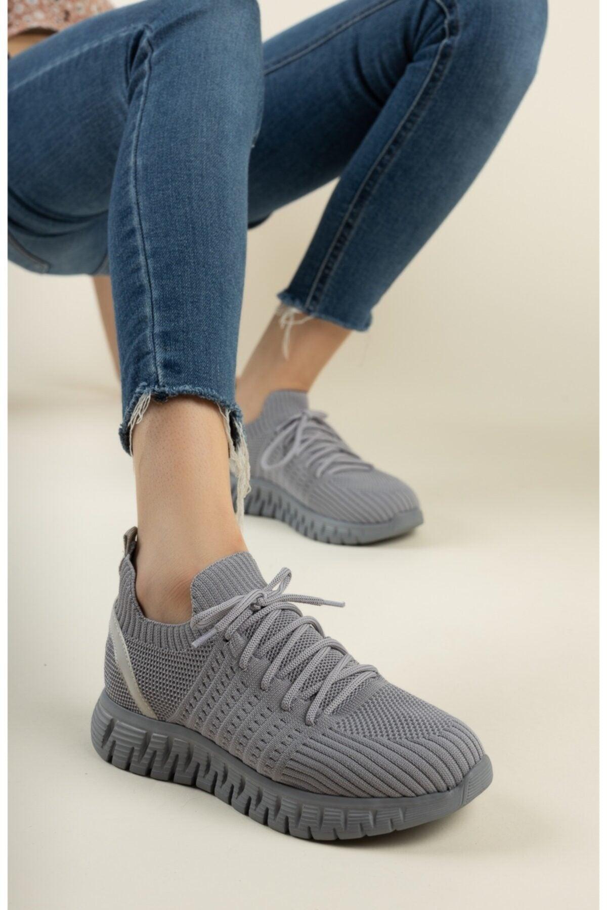 Women's Gray Knitwear Sneaker - Swordslife