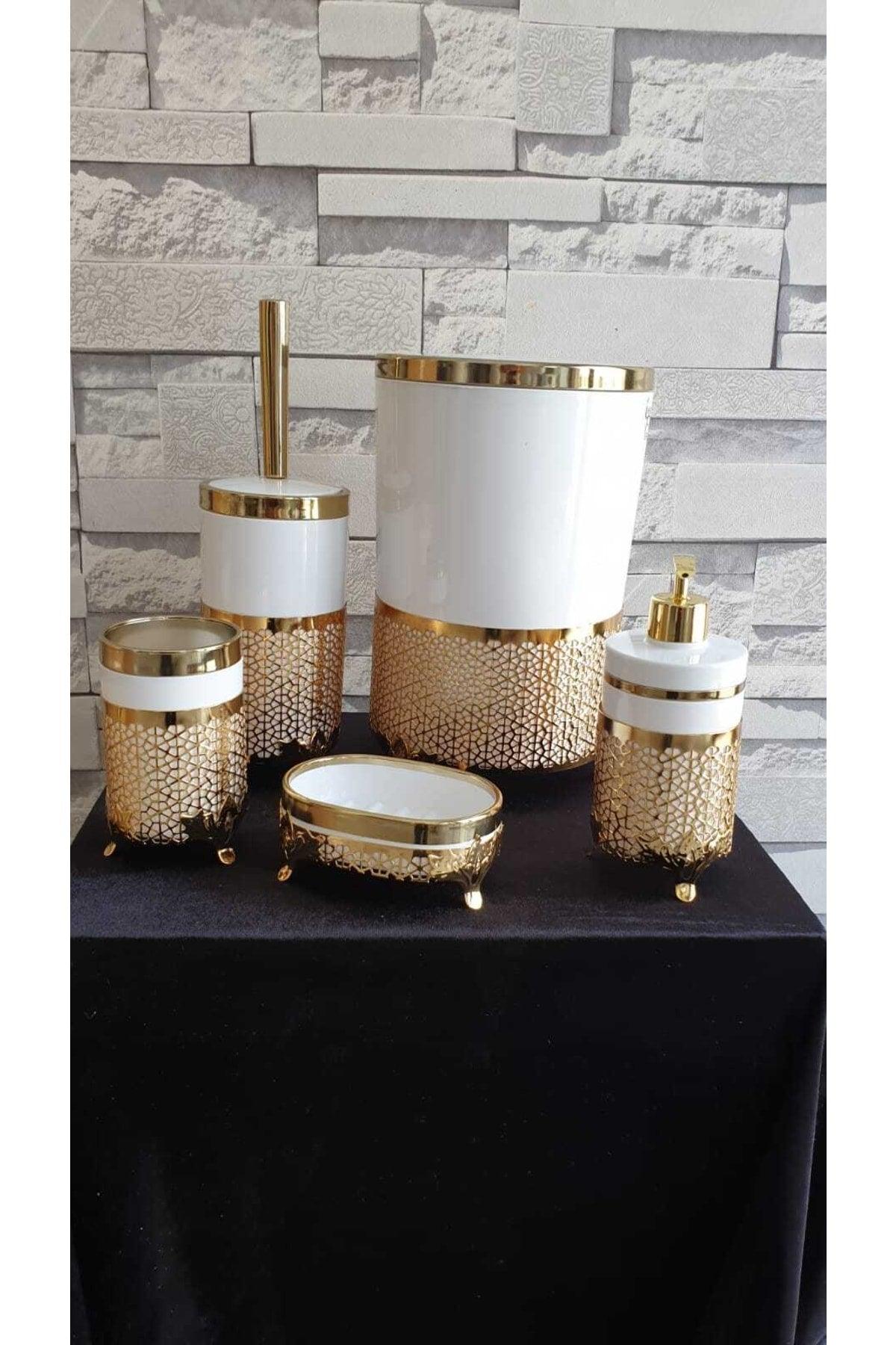 Asil Home 5 Pcs Lacquer Coated Gold Arched Bathroom Set - Swordslife