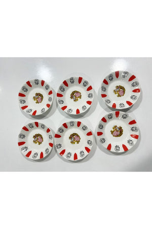 Porcelain Red Coffee Tea Plate 12 Pieces Plate