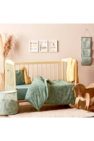 100% Cotton Ranforce Zoo Baby Duvet Cover Set Green (100X150 Cm)