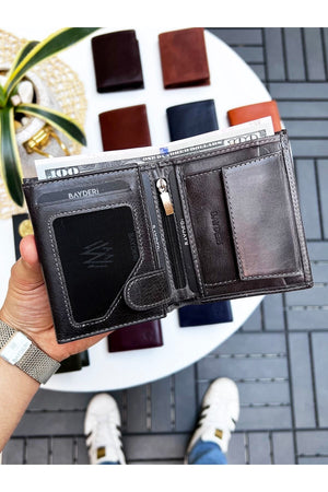 Luna Genuine Leather Handy Coin Holder Kibar Men'S Wallet Crazy Gray