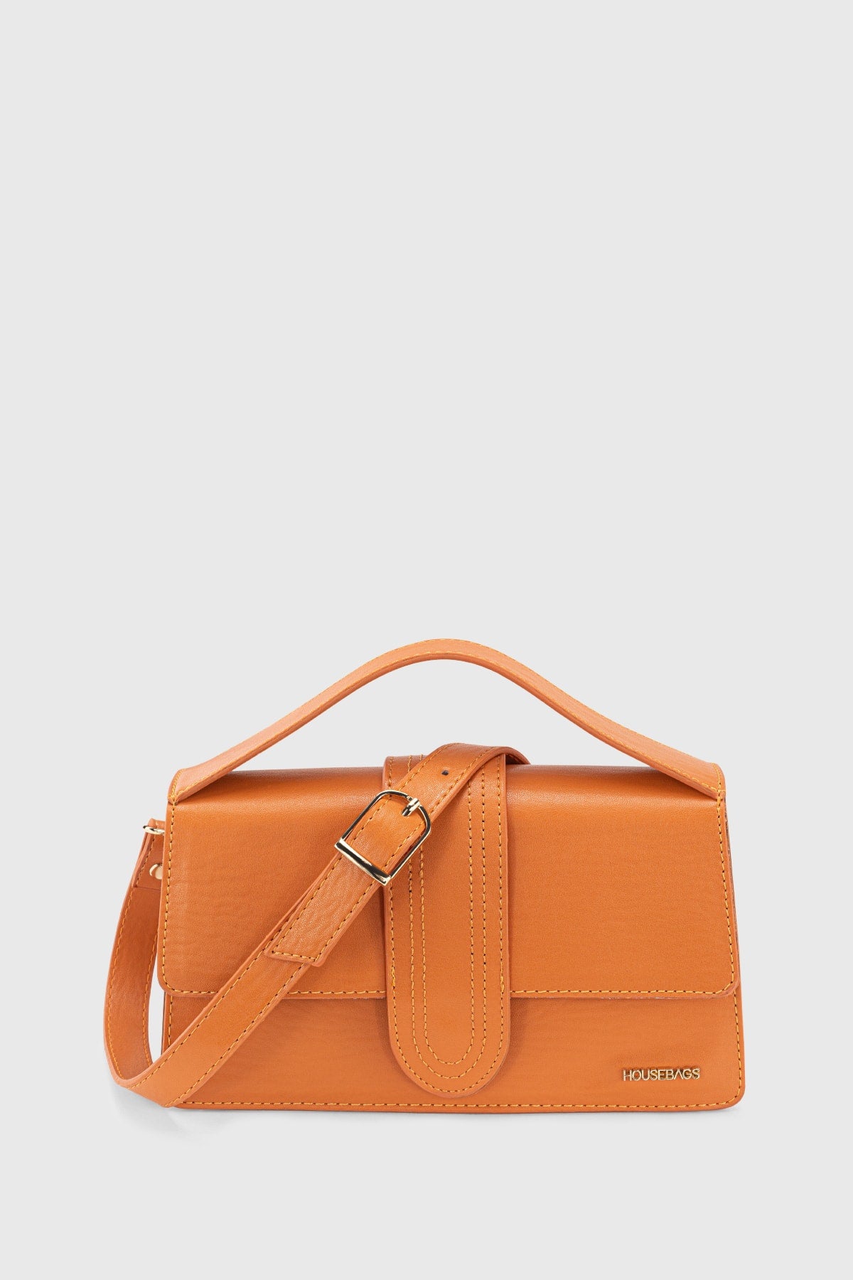 Women'S Orange Leather Look Adjustable Crossbody Bag 229