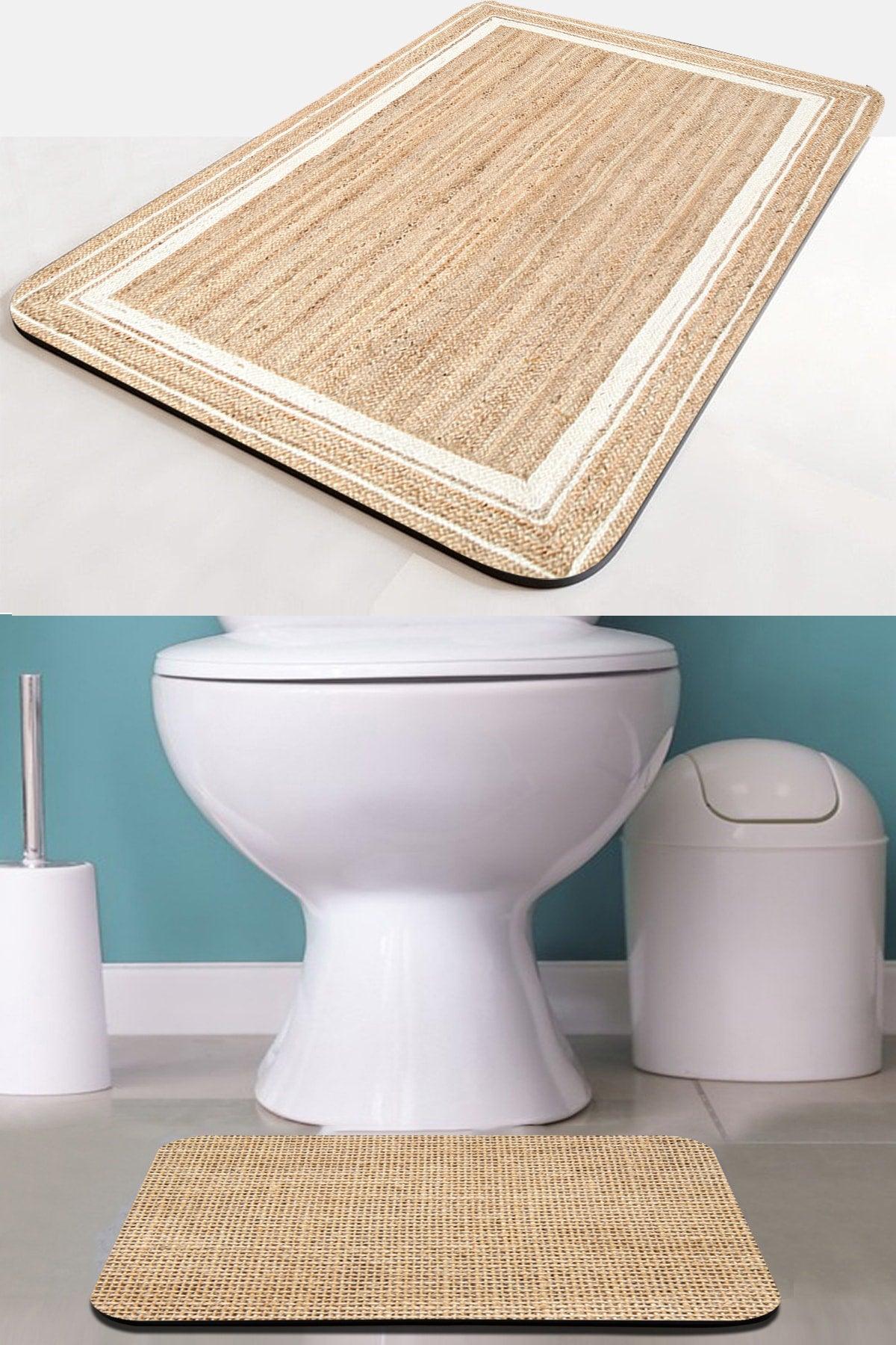 Jute Patterned Patterned Non-Slip Base Washable Single Closet Front Small Bath Mat - Swordslife