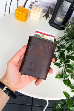 Genuine Leather Card Holder With Rfid Protection Mechanism