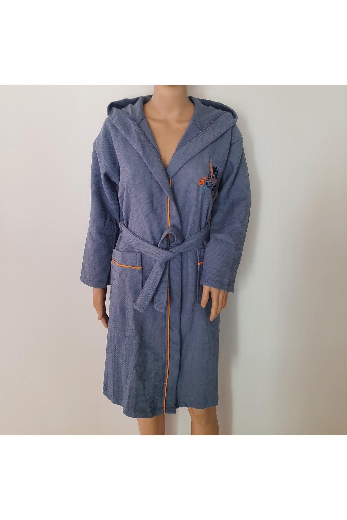 Curl Pique Embroidered Older Kids' Bathrobe - Swordslife