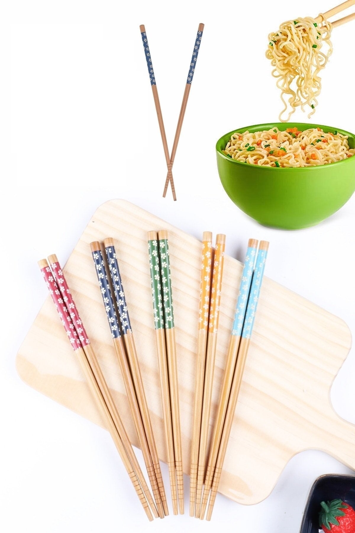 Pairs Patterned Washable Korean Chinese Bamboo Chopsticks Chopsticks | Patterned Bamboo Chopstick