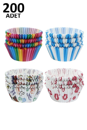 200 Pieces Muffin Cupcake Paper , Colorful Paper Muffin Cake Mold