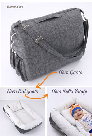 Portable Original Reflux Mattress, Pillow, Babynest, Mommy Bag With Bag - Anthracite