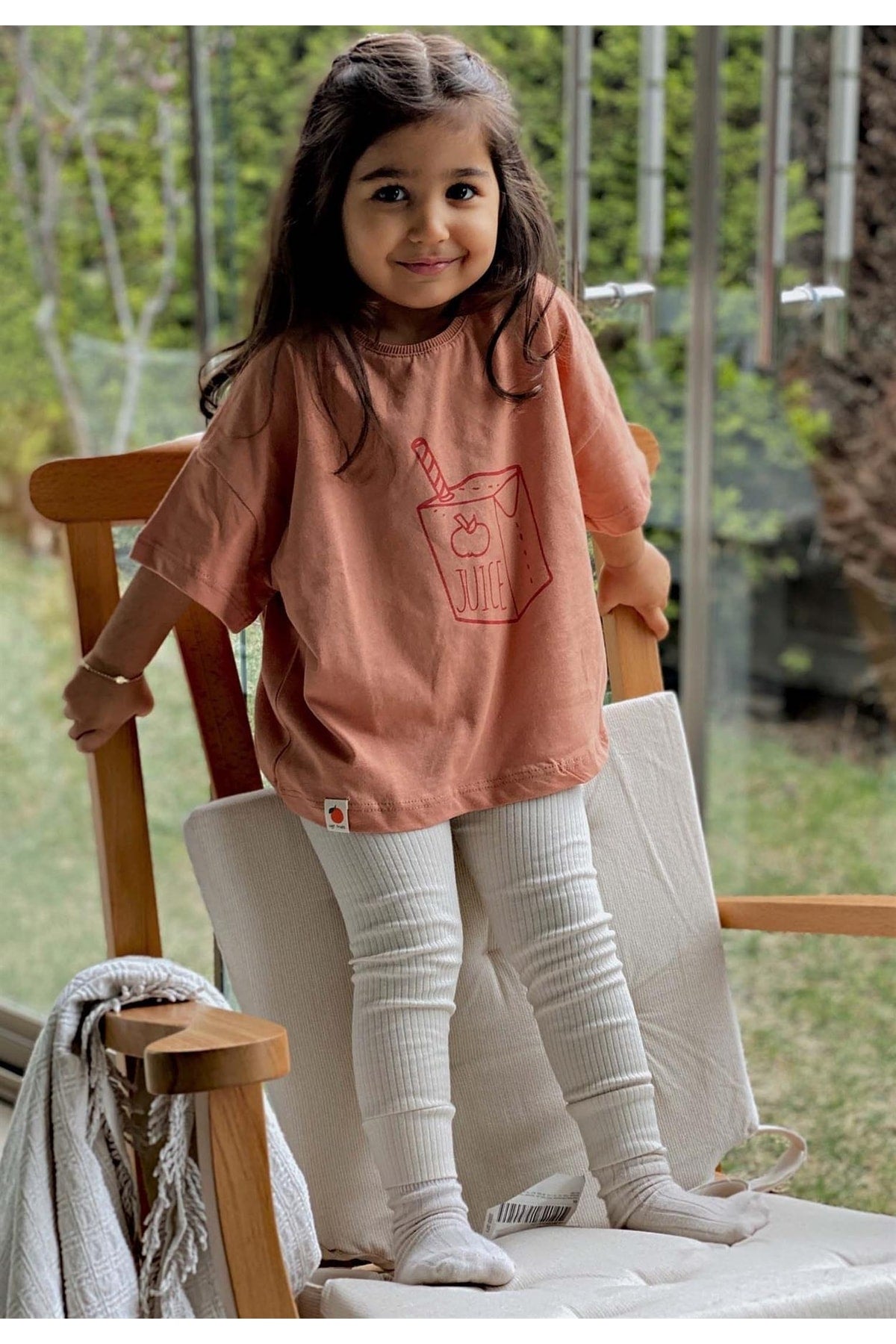 Juice Printed Tights Set Ages 2-8 Dark Salmon