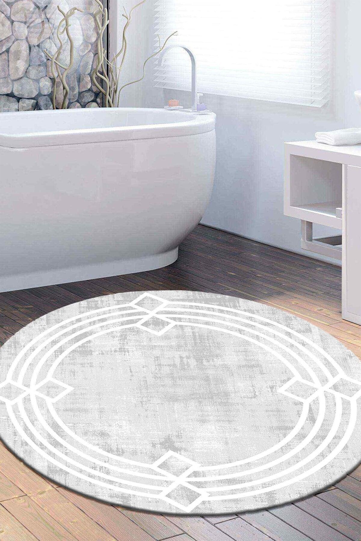 Punto Non-Slip Dot Base Washable Non-Slip (100x100) Round Bath Mat And Bathroom Rug - Swordslife