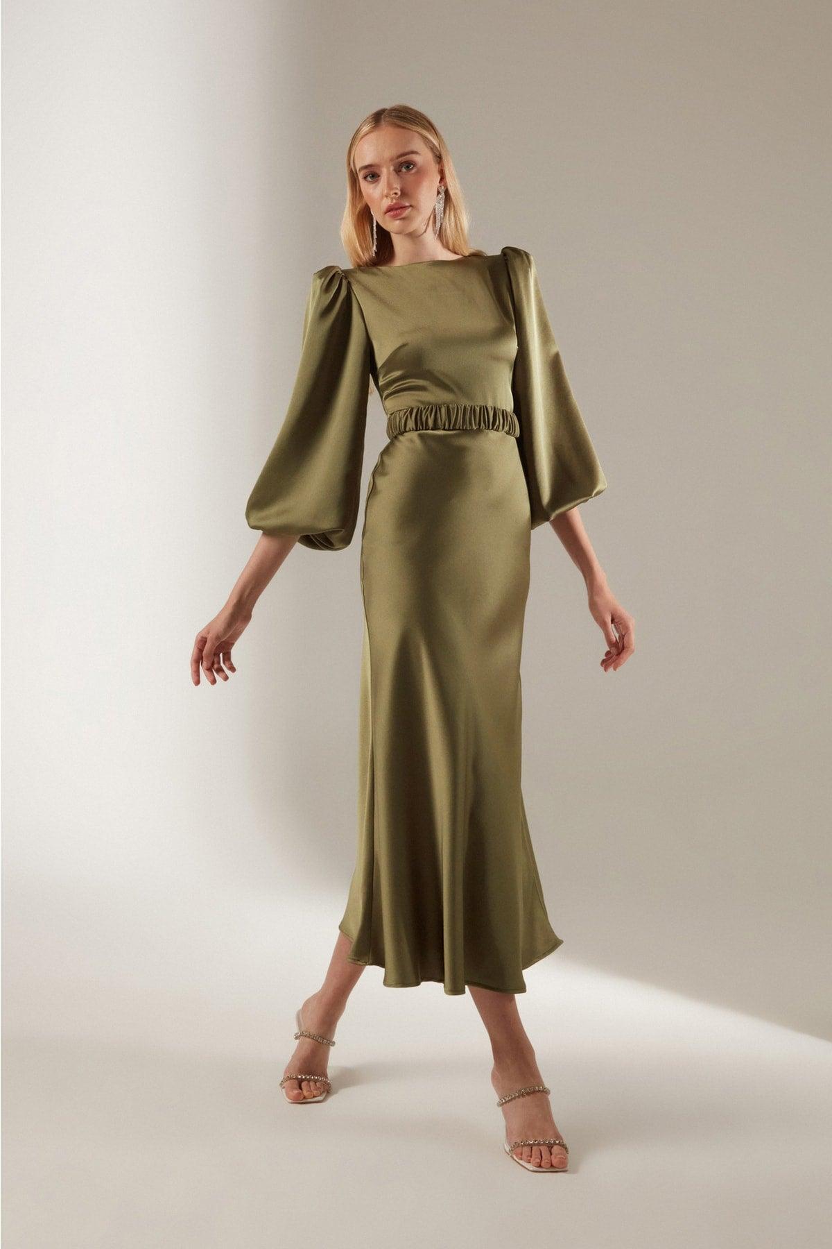 Heleny Special Design Khaki Engagement Dress - Swordslife