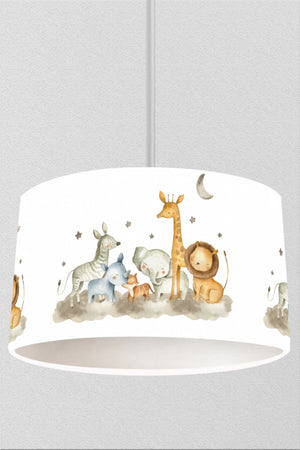 Cute Animals On Pastel Colored Clouds Children'S Room Pendant Lamp Chandelier