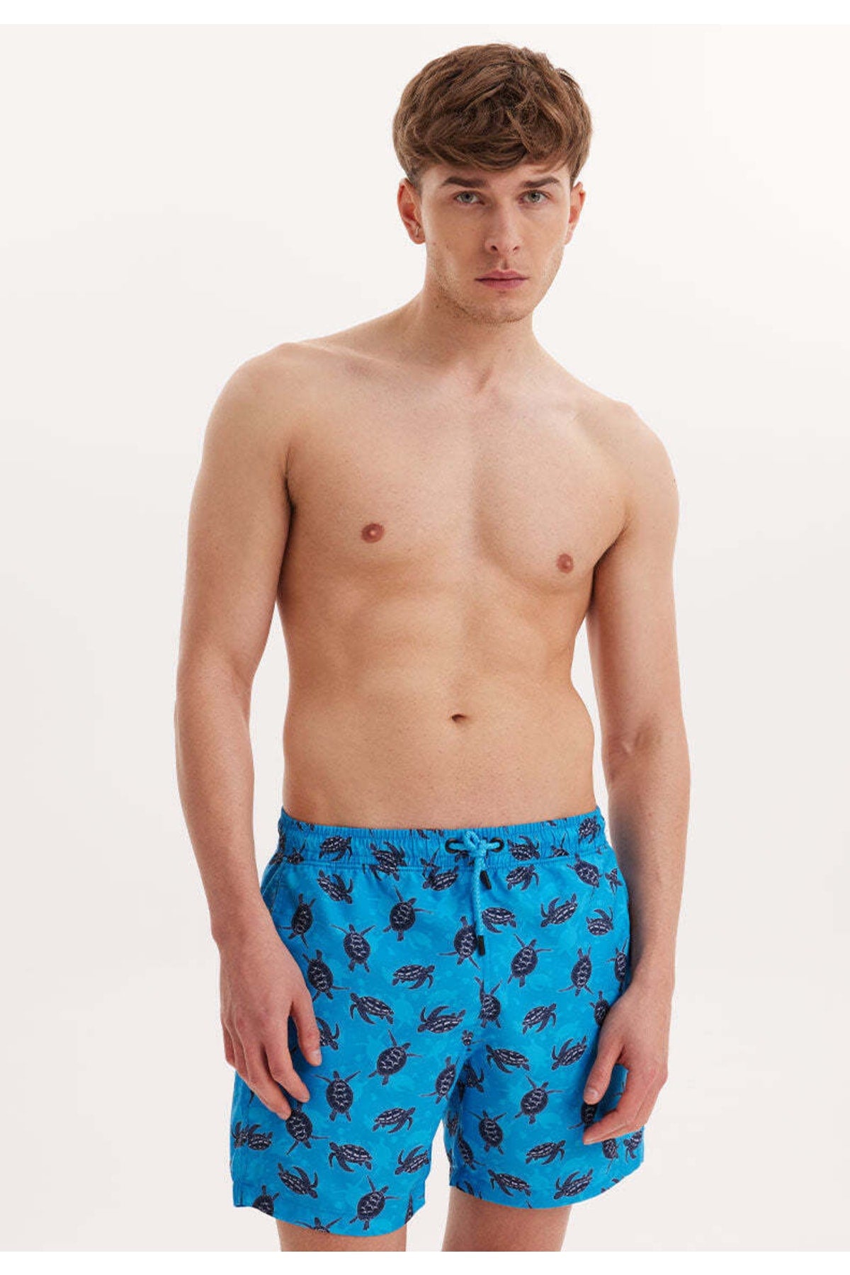 Men'S Blue/Navy Printed Marine Shorts Wmpattern Swımshorts