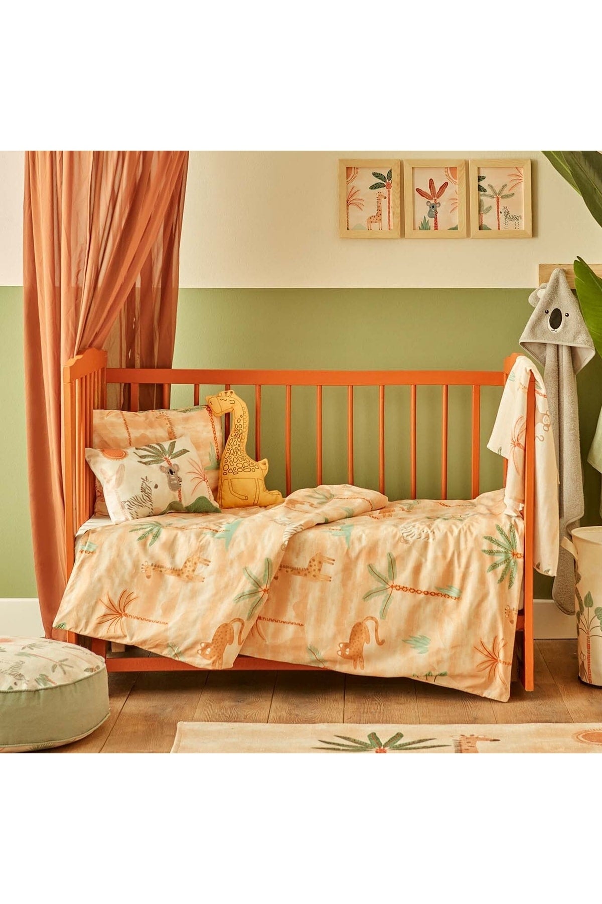 100% Cotton Ranforce Safari Baby Duvet Cover Set Salmon (100X150 Cm)
